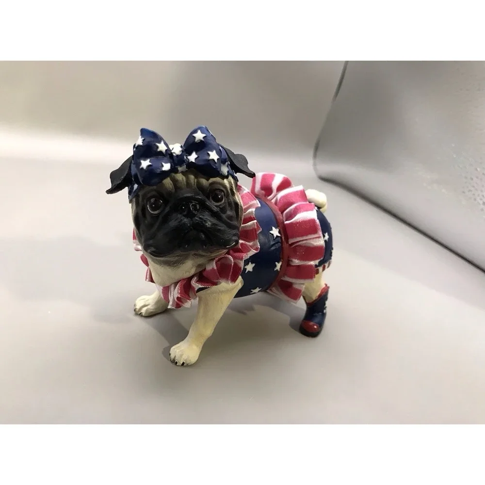 Westland‎ Patriotic Pug Lace Tutu And Collar With Cowboy Boots